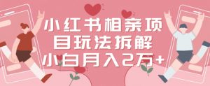 小红书相亲项目玩法拆解,有人通过这个副业项目做到了月收入2万多【揭秘】-副业宇宙