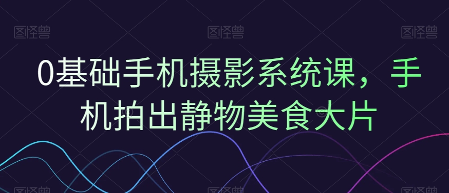 0基础手机摄影系统课，手机拍出静物美食大片-副业宇宙
