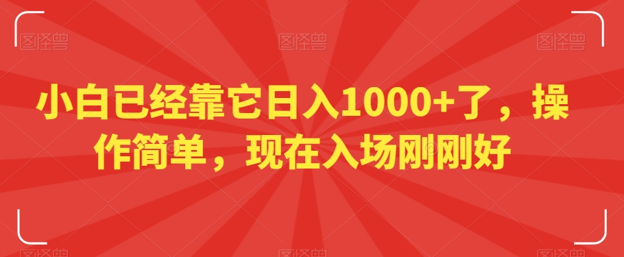 小白已经靠它日入1000+了，操作简单，现在入场刚刚好【揭秘】-副业宇宙
