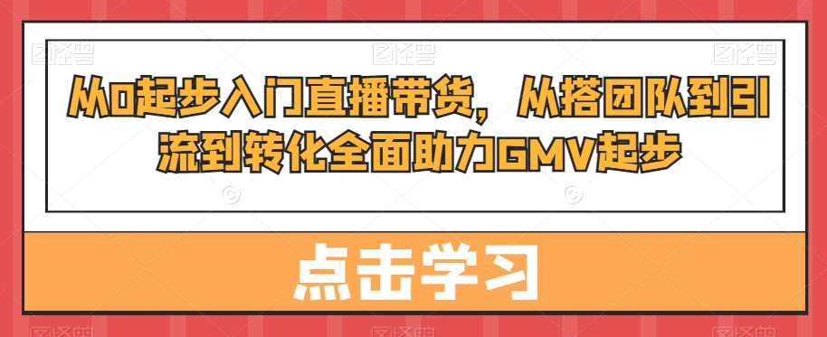 从0起步入门直播带货，​从搭团队到引流到转化全面助力GMV起步-副业宇宙