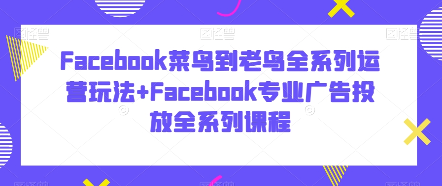 Facebook菜鸟到老鸟全系列运营玩法+Facebook专业广告投放全系列课程-副业宇宙