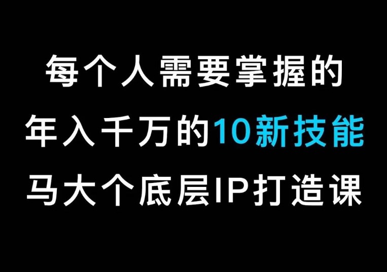 马大个的IP底层逻辑课，​每个人需要掌握的年入千万的10新技能，约会底层IP打造方法！-副业宇宙