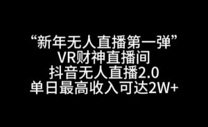 “新年无人直播第一弹“VR财神直播间,抖音无人直播2.0,单日最高收入可达2W+【揭秘】-副业宇宙