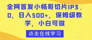全网首发小杨哥切片IP3.0，日入500+，保姆级教学，小白可做【揭秘】-副业宇宙