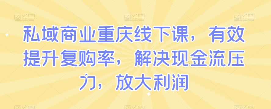 私域商业重庆线下课，有效提升复购率，解决现金流压力，放大利润-副业宇宙