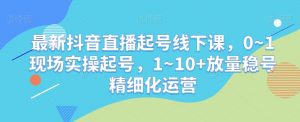 最新抖音直播起号线下课，0~1现场实操起号，1~10+放量稳号精细化运营-副业宇宙