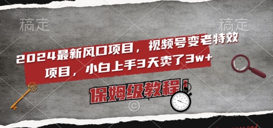 2024最新风口项目，视频号变老特效项目，电脑小白上手3天卖了3w+，保姆级教程【揭秘】-副业宇宙