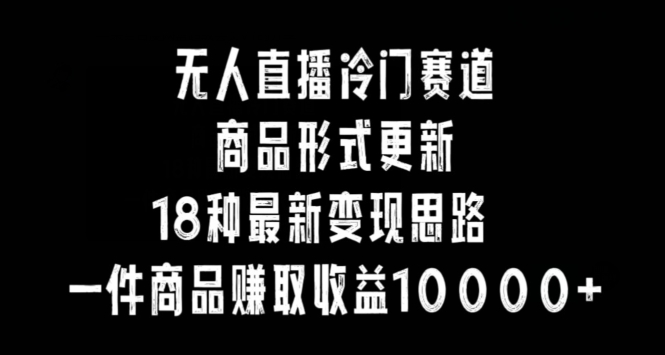 无人直播冷门赛道，商品形式更新，18种变现思路，一件商品赚取收益10000+【揭秘】-副业宇宙