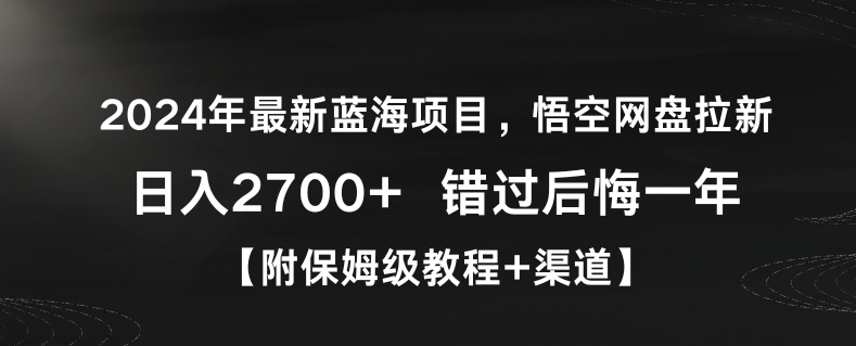 2024年最新蓝海项目，悟空网盘拉新，日入2700+错过后悔一年【附保姆级教程+渠道】【揭秘】-副业宇宙