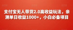 支付宝无人带货2.0高收益玩法，亲测单日收益1000+，小白必备项目【揭秘】-副业宇宙