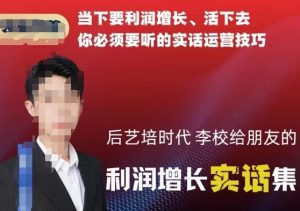 后艺培时代李校给朋友的利润增长实话集，当下要利润增长、活下去你必须要听的实话运营技巧-副业宇宙