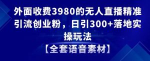 外面收费3980的无人直播精准引流创业粉，日引300+落地实操玩法【全套语音素材】【揭秘】-副业宇宙