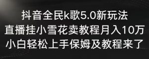 抖音全民k歌5.0新玩法，直播挂小雪花卖教程月入10万，小白轻松上手，保姆及教程来了【揭秘】-副业宇宙