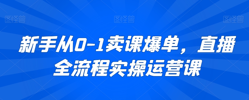 新手从0-1卖课爆单，直播全流程实操运营课-副业宇宙