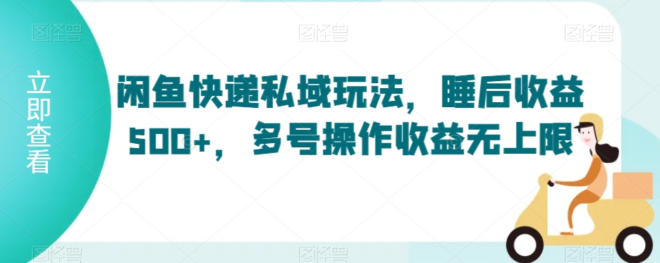闲鱼快递私域玩法，睡后收益500+，多号操作收益无上限【揭秘】-副业宇宙