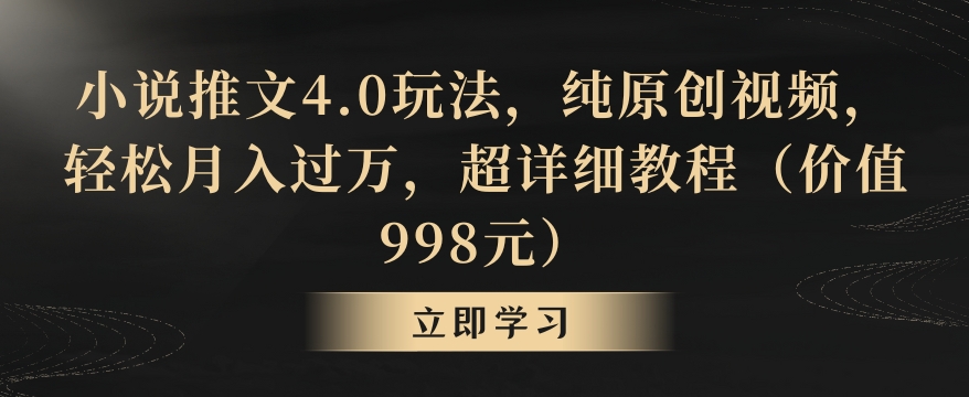 小说推文4.0玩法，纯原创视频，轻松月入过万，超详细教程（价值998元）【揭秘】-副业宇宙