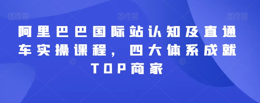 阿里巴巴国际站认知及直通车实操课程，四大体系成就TOP商家-副业宇宙
