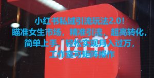 小红书私域引流玩法2.0！瞄准女生市场，精准引流，超高转化，简单上手【揭秘】-副业宇宙