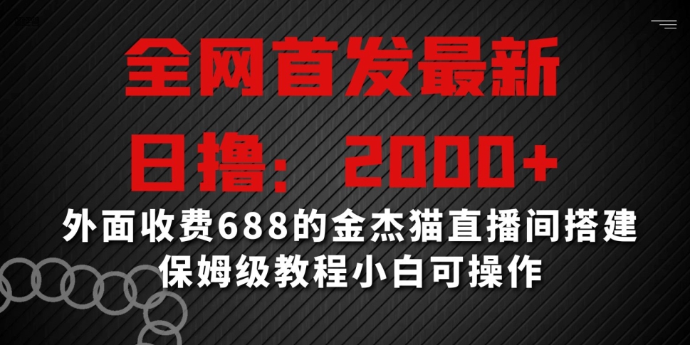 全网首发最新，日撸2000+，外面收费688的金杰猫直播间搭建，保姆级教程小白可操作【揭秘】-副业宇宙