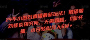 24年小游戏直播最新玩法!微恐游戏怪谈研究所,无需露脸,0粉开播,小白轻松月入5W+【揭秘】-副业宇宙