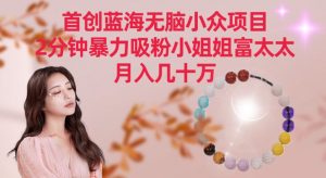 首创蓝海无脑小众项目,2分钟暴力吸粉小姐姐富太太,月入几十万【揭秘】-副业宇宙