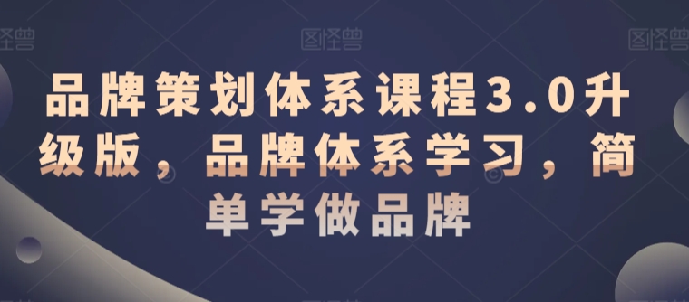 品牌策划体系课程3.0升级版，品牌体系学习，简单学做品牌-副业宇宙