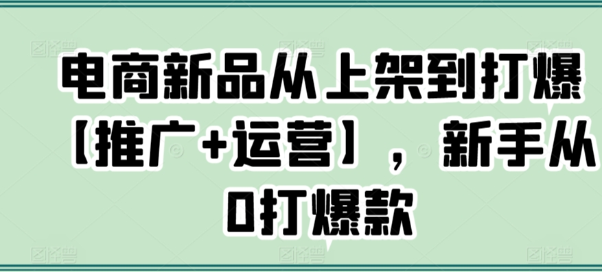 电商新品从上架到打爆【推广+运营】，新手从0打爆款-副业宇宙