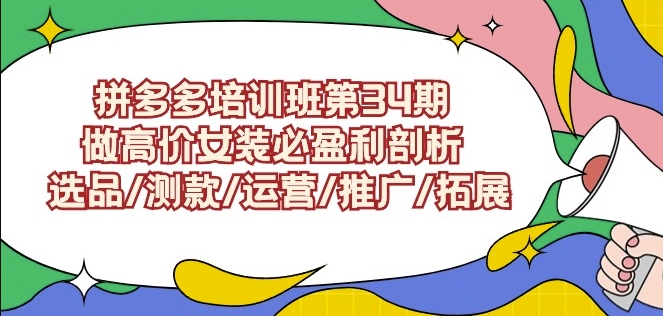 拼多多培训班第34期：做高价女装必盈利剖析选品/测款/运营/推广/拓展-副业宇宙