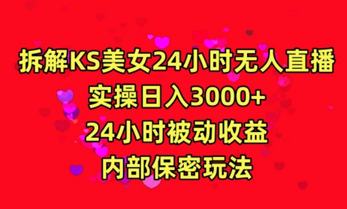 利用快手24小时无人美女直播，实操日入3000，24小时被动收益，内部保密玩法【揭秘】-副业宇宙