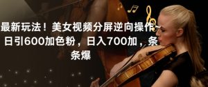 最新玩法！美女视频分屏逆向操作~日引600加色粉，日入700加，条条爆【揭秘】-副业宇宙