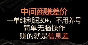 中间商赚差价，一单纯利润30+，简单无脑操作，赚的就是信息差，轻轻松松日入1000+【揭秘】-副业宇宙