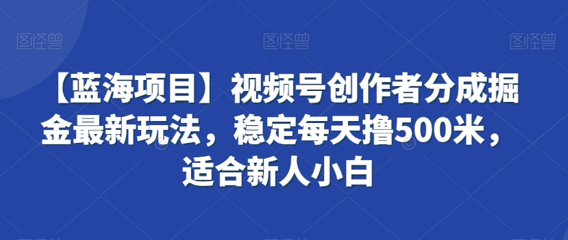 【蓝海项目】视频号创作者分成掘金最新玩法，稳定每天撸500米，适合新人小白【揭秘】-副业宇宙