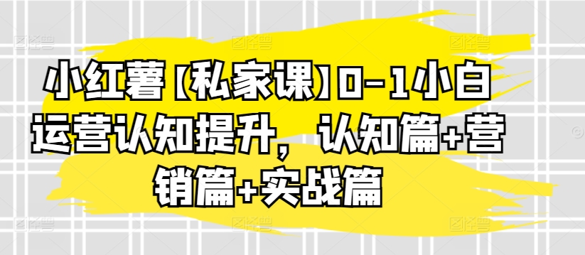 小红薯【私家课】0-1小白运营认知提升，认知篇+营销篇+实战篇-副业宇宙