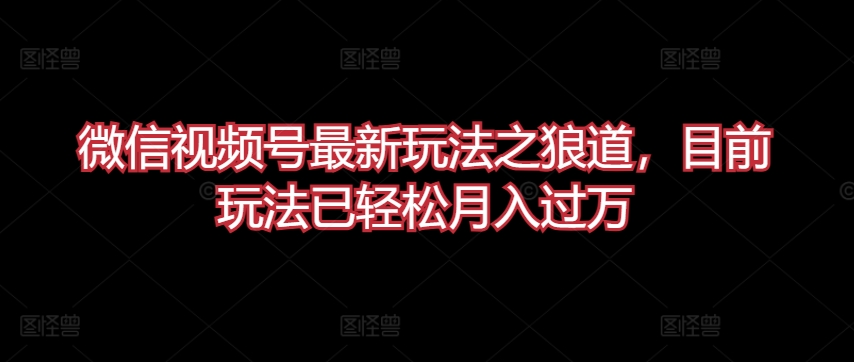 微信视频号最新玩法之狼道，目前玩法已轻松月入过万【揭秘】-副业宇宙