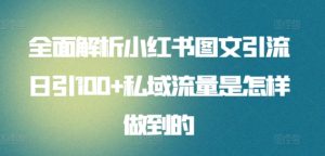 全面解析小红书图文引流日引100+私域流量是怎样做到的【揭秘】-副业宇宙