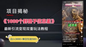 一千个野路子信息差最新玩法教程-变现+引流的玩法具体拆解【揭秘】-副业宇宙