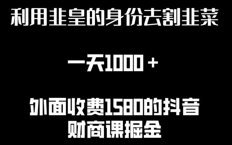 利用非皇的身份去割韭菜，一天1000+(附详细资源)【揭秘】-副业宇宙