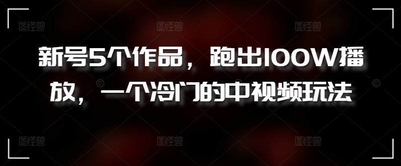新号5个作品，跑出100W播放，一个冷门的中视频玩法【揭秘】-副业宇宙