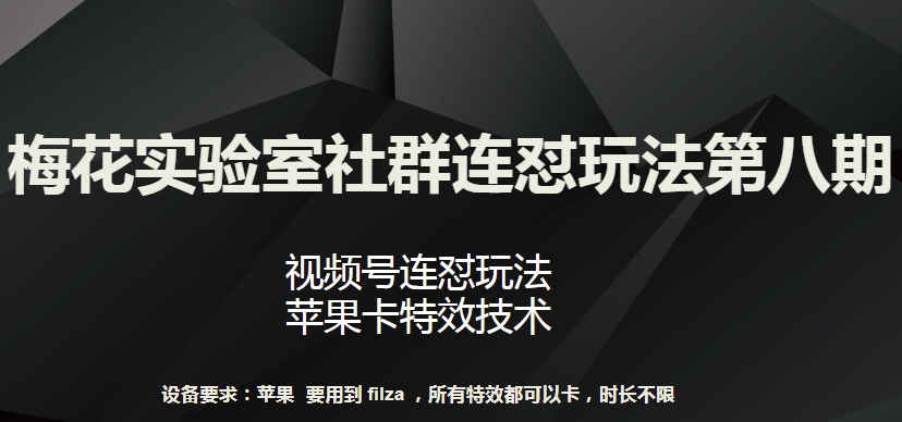 梅花实验室社群连怼玩法第八期，视频号连怼玩法 苹果卡特效技术【揭秘】-副业宇宙