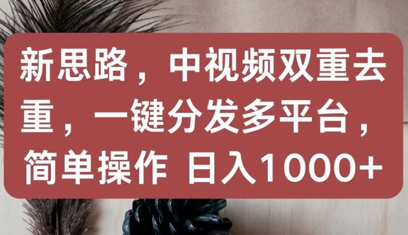 新思路，中视频双重去重，一键分发多平台，简单操作，日入1000+【揭秘】-副业宇宙
