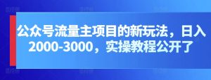 公众号流量主项目的新玩法，日入2000-3000，实操教程公开了-副业宇宙