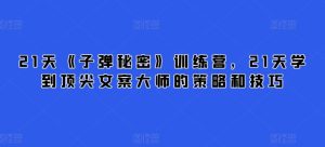 21天《子弹秘密》训练营,21天学到顶尖文案大师的策略和技巧-副业宇宙
