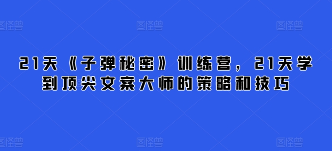 21天《子弹秘密》训练营，21天学到顶尖文案大师的策略和技巧-副业宇宙
