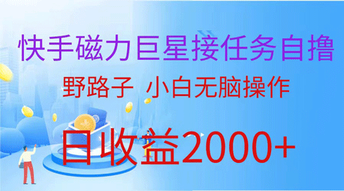 （蓝海项目）快手磁力巨星接任务自撸，野路子，小白无脑操作日入2000+-副业宇宙