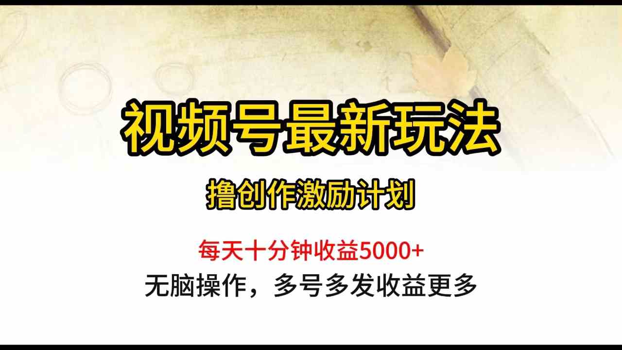 视频号最新玩法，每日一小时月入5000+-副业宇宙