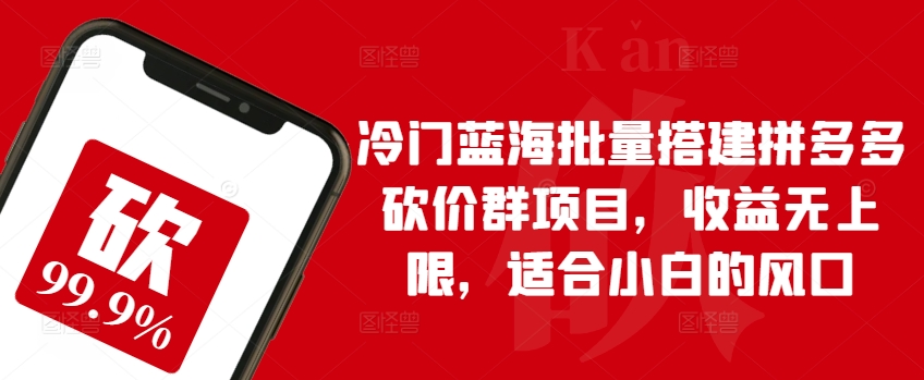 冷门蓝海批量搭建拼多多砍价群项目，收益无上限，适合小白的风口【揭秘】-副业宇宙