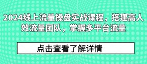 2024线上流量操盘实战课程，搭建高人效流量团队，掌握多平台流量-副业宇宙