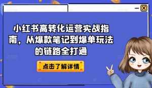 小红书高转化运营实战指南,从爆款笔记到爆单玩法的链路全打通-副业宇宙