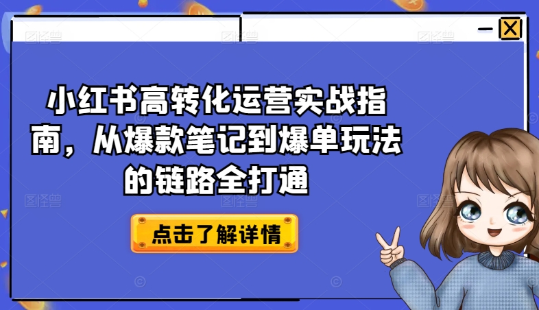 小红书高转化运营实战指南，从爆款笔记到爆单玩法的链路全打通-副业宇宙