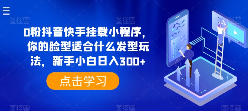 0粉抖音快手挂载小程序，你的脸型适合什么发型玩法，新手小白日入300+【揭秘】-副业宇宙